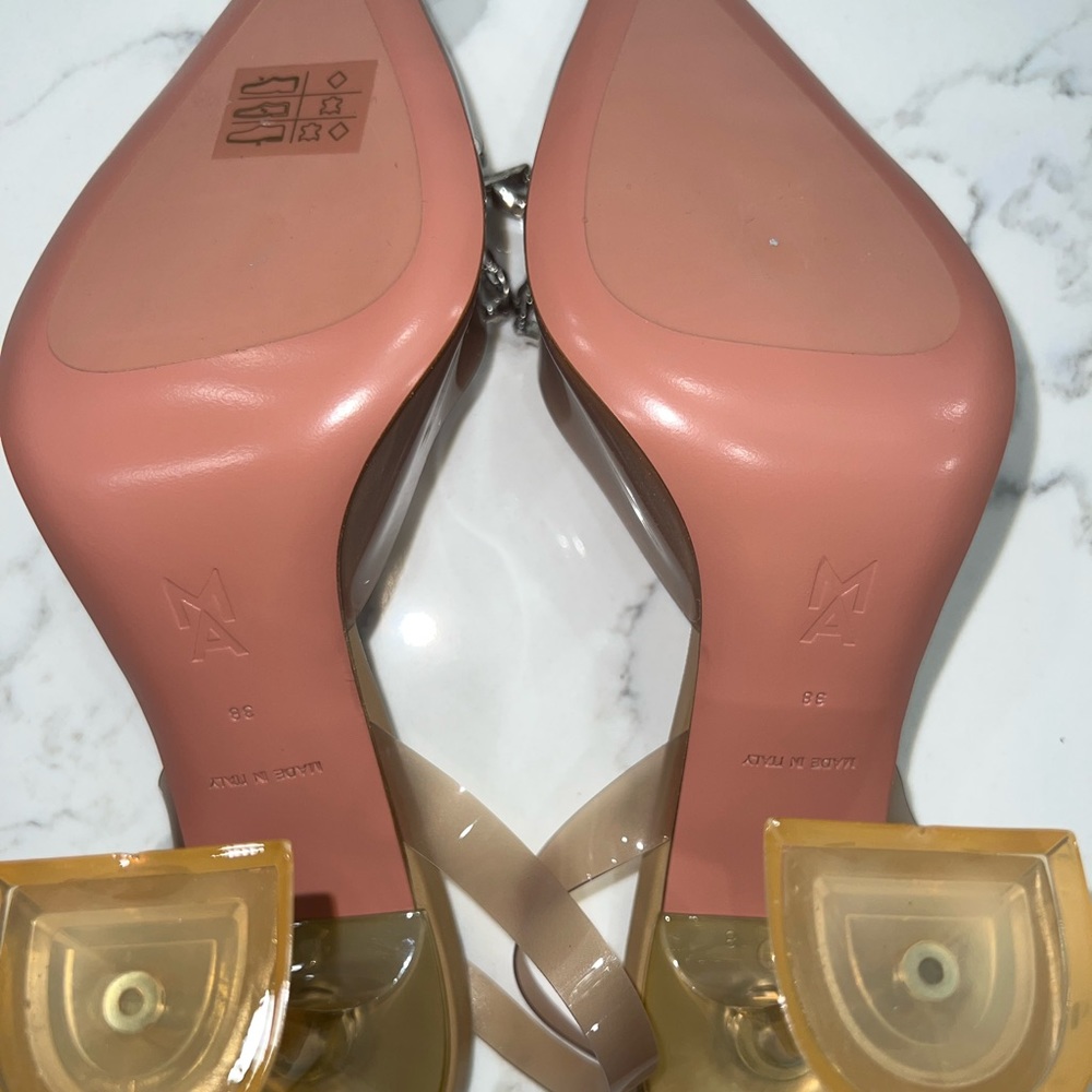 Amina Muaddi Brown Heels with Silver Embellishments - Picture 7 of 15